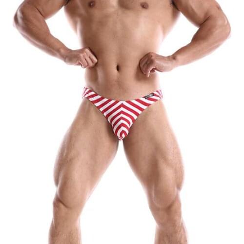 Mens Bikini Gay Underwear Sexy Mens Striped Bikini Briefs Non-slip Cotton Mens Underwear