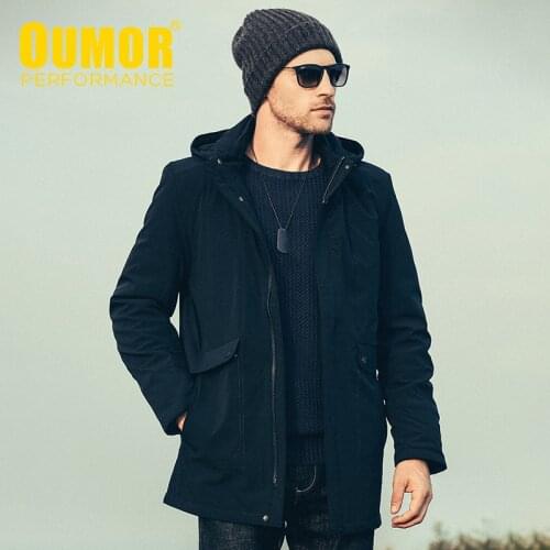 Oumor Winter Brand New Army Long Casual Trench Jacket For Mens Outfit Fashion Autumn Outwear Waterproof Cargo Trench Coat Men