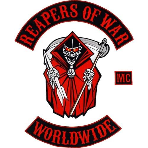 REAPERS OF WAR WORLDWIDE iron on backing Embroidered Sewing Label punk biker Patches Clothes Stickers Apparel Accessories Badge