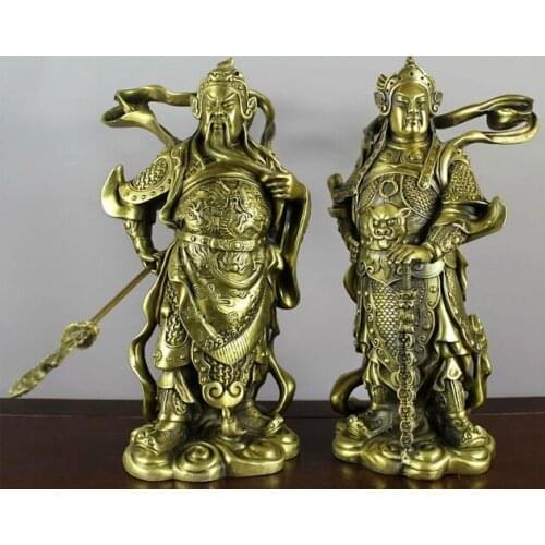 Folk Brass Copper Famous Guan Gong WeiTuo Warrior Door God Wei tuo Knight Buddha