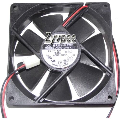 90mm CPU Power Cooling AD0912HB-C70 12V 0.25A 2 Wires Axial Fan 90*20MM