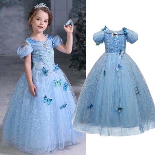 Princess Dress for Girls Short Sleeve Halloween Butterfly Princess Cosplay Costume Birthday Party Gown Christmas Dress