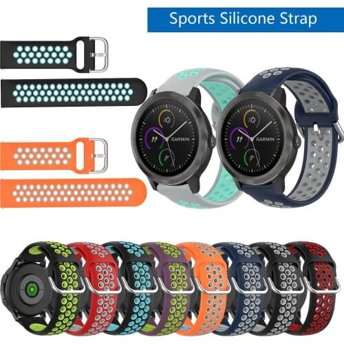 20mm 22mm Sport Silicone Breathable Strap For Garmin Vivoactive 3 Music element For Garmin Venu Sq Replacement Watchbands