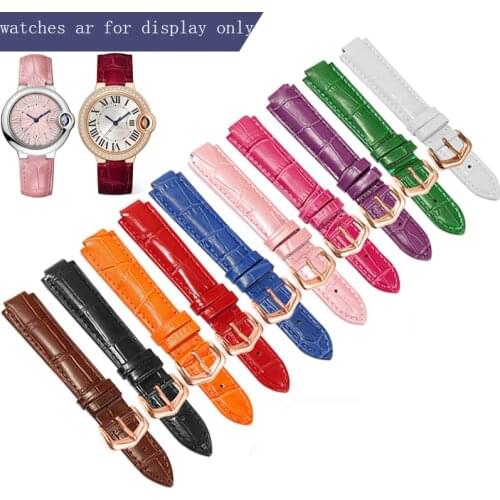 Replacement Blue Balloon Series Genuine Leather Strap Convex interface 14x8 16x9 22x14mm Black Red Orange Watchband Pin Buckle
