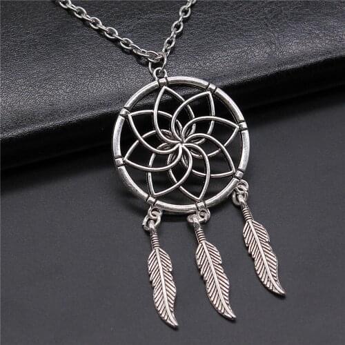 Carved Flower Of Life Dreamcatcher Trendy Style Dreamcatcher Pendant Mandala Lotus Necklace Pendant Jewelry Necklace
