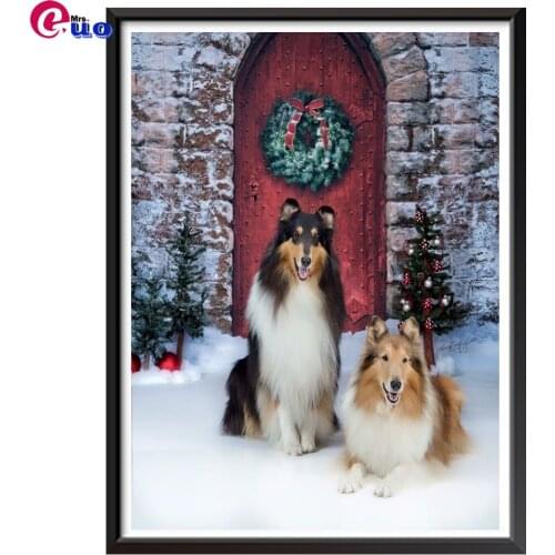 Christmas Dog Snow Border Collie Merry Christmas Diamond Painting Decor For Home 5D DIY Diamond Embroidery Children Room Decor