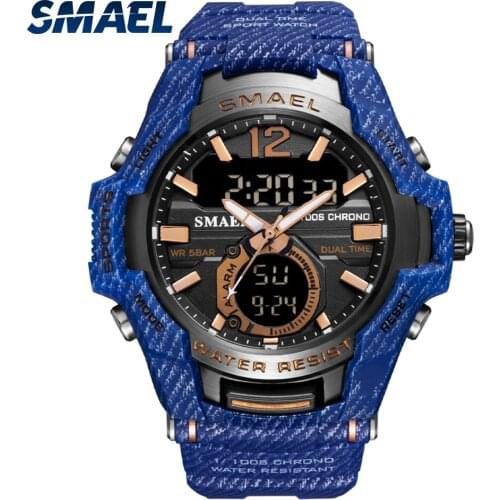 SMAEL Sport Watch For Men Camouflage Style Dual Time Zone Men’s Digital Wrist Watches Waterproof Function Electronic Clock 1805M