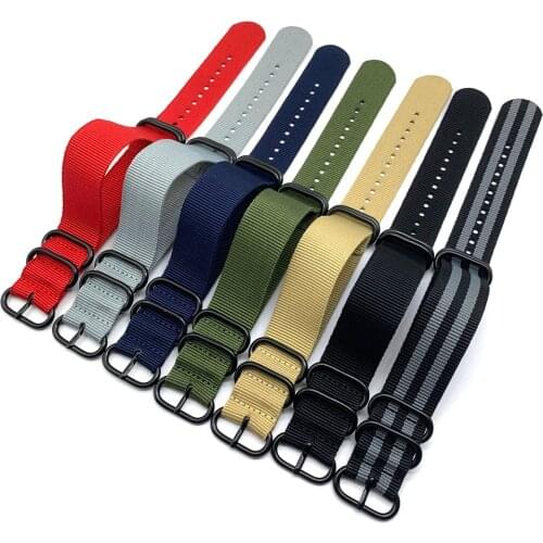 Wholesale 7 Color Heavy Duty Nylon Watchband NATO ZULU Strap 20mm 22mm 24mm Striped Rainbow Canvas Replacement Watch Band