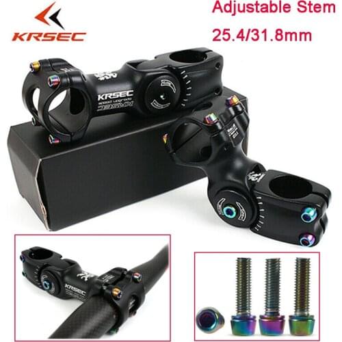 KRSEC MTB Stem 60 Degree Adjustable 90/110mm Bike Stem for 31.8/25.4mm Handlebar Road Mountain Bike Accessories