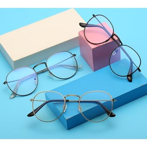 Vintage Round Transparent Glasses Frames Men Women Retro Fake Glasses Optical Myopia Eyeglasses Frame Trend Metal Ladies Eyewear