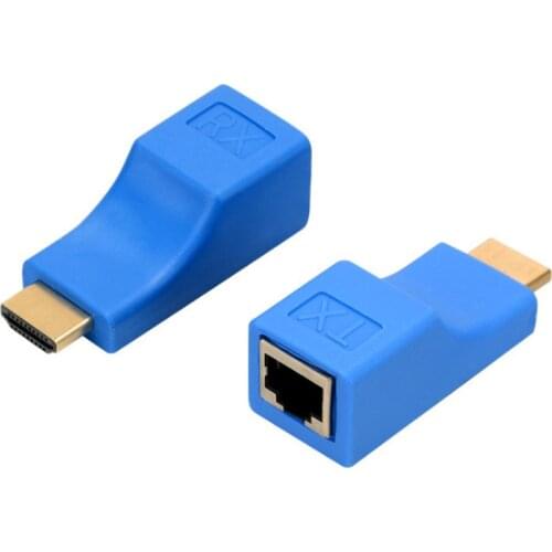 30m 2pcs HDMI Network Extender Mini RJ45 Ports to 30m HDMI Extension Over CAT-5E/6 UTP LAN Ethernet Cable Adapter Converter