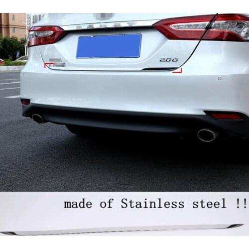 Rear Trunk Tailgate Door Strip Streamer Lid Cover Trim Accessories Fit For Toyota Camry 2018 2019 Stainless Steel