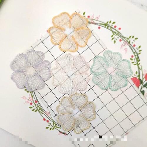 100pcs Embroidery Patches For Clothing Petals Sewing On Patch Hair Accessories Diy Applique Clothes Transparent Lace Petals