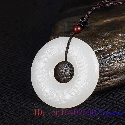 Green Jade Pendant Carved Amulet Natural Gifts Necklace Double-sided Jewelry Fashion Women Charm Chinese