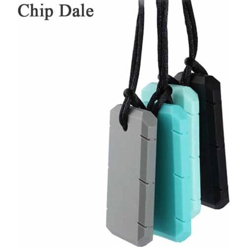 Chip Dale 5Pcs Newest Silicone Dog Tag Chew Necklace Baby Teether Chewy Toy Sensory Tool For Autism Therapy ADHD Special Needs