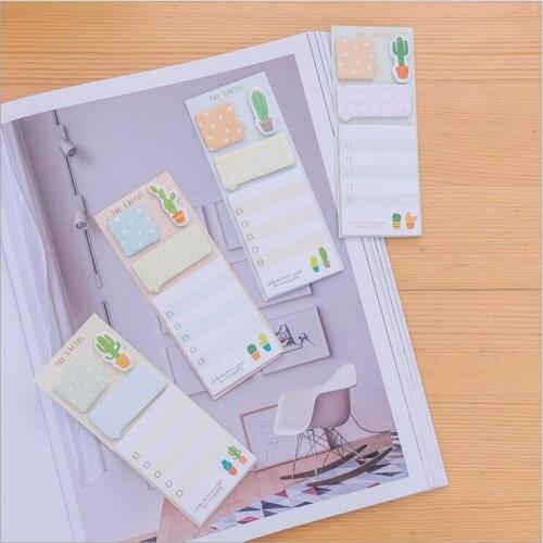 1pack/lot Kawaii Cartoon Cactus Sticky Notes Cute Memo Paper Pad School Supplies Student Stationery Message Label Party Gift