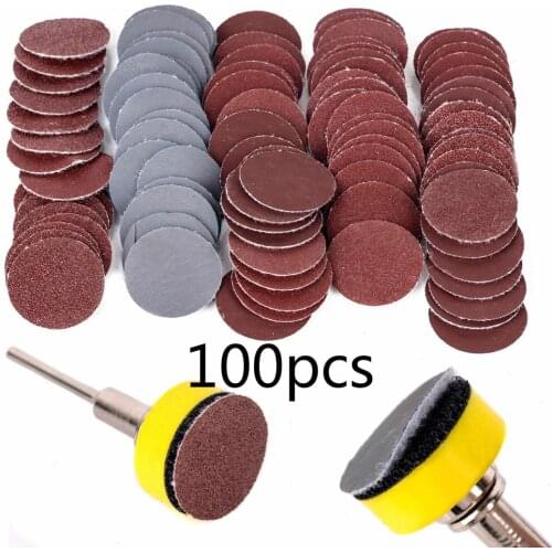 100pcs 25mm High Quality Sanding Discs + 1" Abrasives Hook & Loop Backer Plate + 1/8inch Shank Set For Polishing Tools