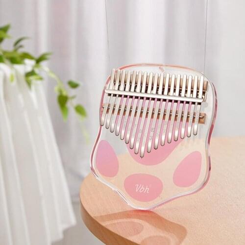 17 Keys Kalimba Thumb Piano Cat Paw Portable Transparent Acrylic Mbira with Tuning Hammer Bag Mbira Sanza Keyboard Instrument