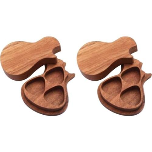 2Pcs Wooden Guitar Picks Case Plectrum Box Wood Guitar Pick Box Guitar Pick Box Wooden for Guitar Picks Storage