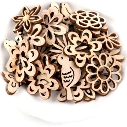 40Pcs Wooden Bird Hanging Ornament Scrapbooking Craft For Embellishments Handmade Painting DIY Handicraft Home Decoration 30mm