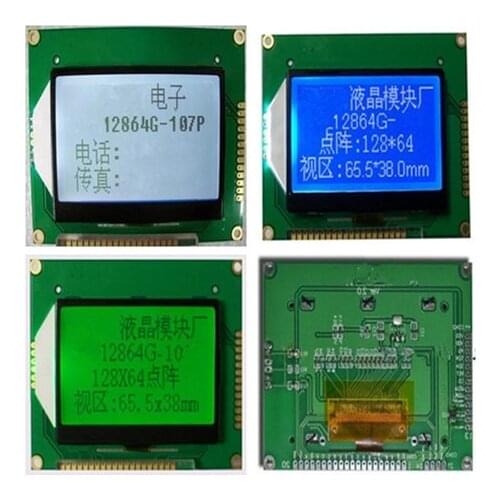 20PIN SPI COG 12864 LCD Screen Module ST7565R Controller 3.3V 5V Green/Blue/White Backlight Parallel Interface No Font