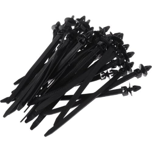 30 Pcs Nylon Black Car Auto Cable Strap Push Mount Wire Tie Retainer Clip Clamp