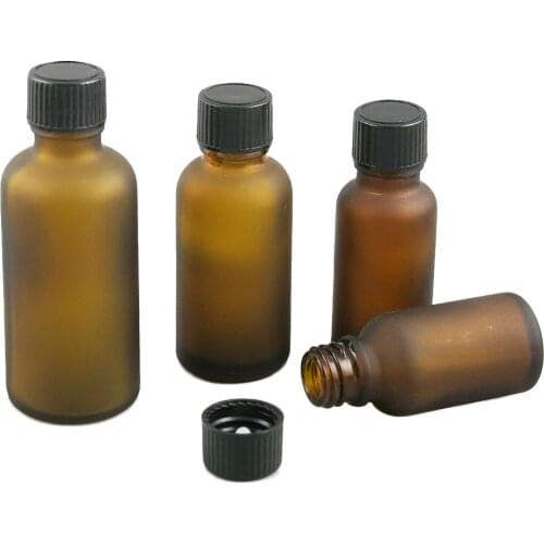 360pcs Wholesale Essential Oil Frost Amber Glass Bottle with Plastic Black Cap e Liquid Vial 5ml 10ml 15ml 20ml 30ml 50ml 100ml