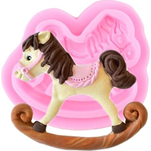 3D Trojan Horse Silicone Fondant Molds Baby Birthday Cake Decorating Tools Cupcake Topper Candy Clay Chocolate Gumpaste Moulds