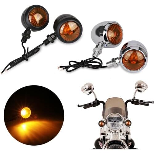 4Pcs Motorcycle Turn Signals Indicators Amber Black Bullet Turn Signal Light Lamp Blinkers For Scooter Motor For Harley