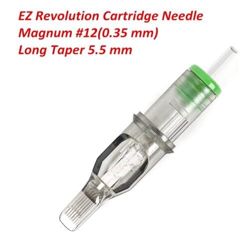 5 Pieces EZ Revolution Cartridge Needles #12 (0.35 mm) Mangum Tattoo Needles for Cartridge System Tattoo Machines