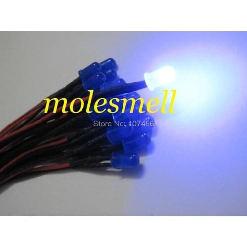 500pcs 5mm 24v diffused blue 24V DC blue lens 20cm Pre-Wired LED Light DIY free shipping
