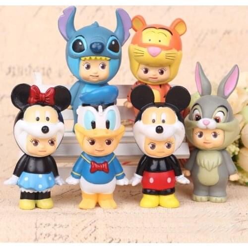 6pcs/lot 8cm Mickey Minne Duck Cosplay Sonny Angel Doll Ornaments Vinyl Doll PVC Toys