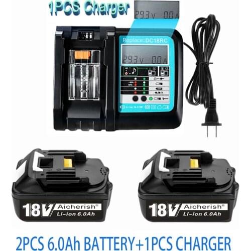 Makita 18V Battery 18650 Rechargeable Lithium-Ion 18 V 6Ah Batteries BL1860 BL1840 BL1850 BL1830 BL1860B L18650 With LED Charger