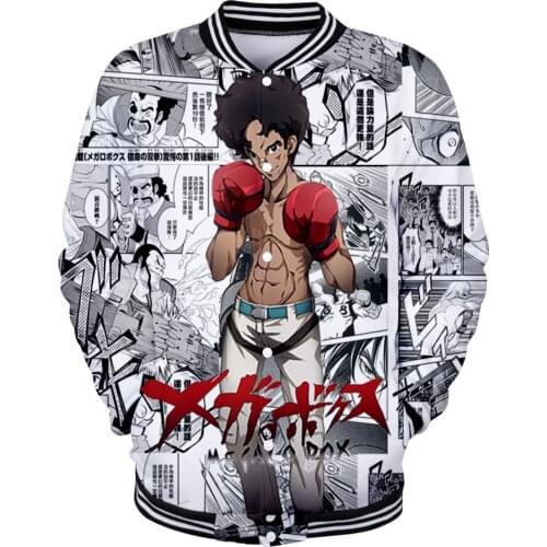 Megalo Box 3D Printed Baseball Jackets Women/Men Fashion Long Sleeve Jacket Hot Sale Casual Streetwear Clothes