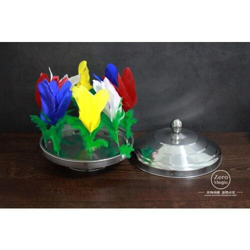 Flower From Empty Dove Pan Appearing Flowers Magician Fire to Flower Pan Magie Stage Gimmick Props Illusion Comedy Magic Tricks
