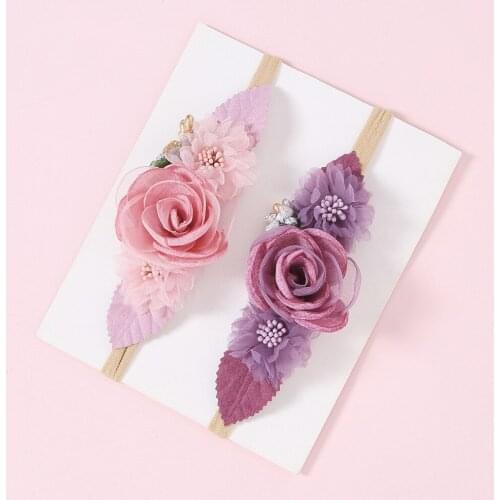 Baby hair accessories hair ring childrens diy seamless hair ring solid color mesh yarn simulation flower girl hair accessories