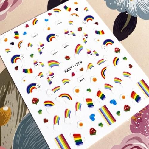 HANYI-357-358-359 Color geometry 3D Back glue Nail decal Nail sticker Nail decoration Nail art Nail tool Nail ornament