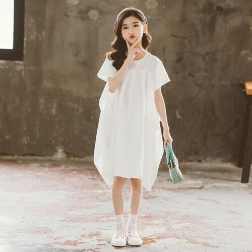 Cotton Simple Girls Dress Unique Design Fashion Teen Dress 2021 New Summer Children Baby Clothing Cute Breathable,#6299