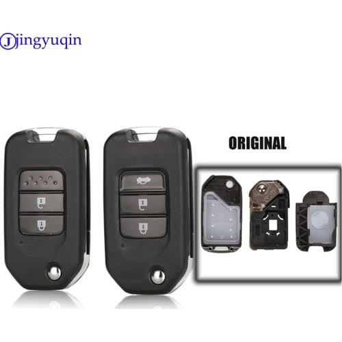 Jingyuqin 2/3 Buttons Remote Key Shell Suit For Honda Civic Accord City CR-V Jazz XR-V Vezel HR-V FRV Original Key Replacement