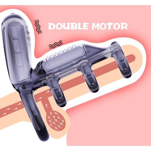 Dual Motor Penis Ring Delayed Ejaculation Cock Ring Male Masturbation Tool Penis Trainer Sex Machine Erotic Adult Toy for Couple