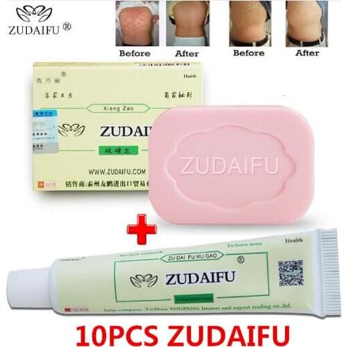 10 pcs Zudaifu psoriasis ointment + 1 pcs Zudaifu soap Psoriasis Seborrhea Eczema Anti Fungus Bath whitenin(without details box)