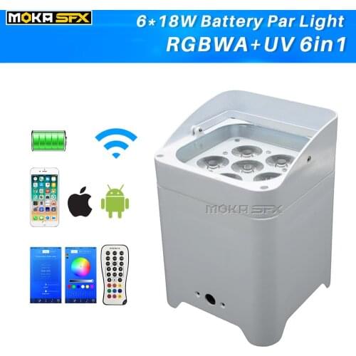 6x18W 6 in 1 RGBWA UV LED Battery Par Light Wireless wifi APP DMX par can lights battery par can stage lights