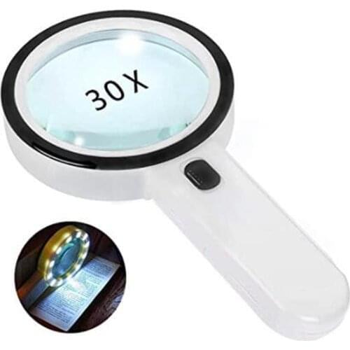 Powerful Magnifying Glass 30X Magnification Effect To See Subtle Detail Glass Lenses Rubber Magnifying Glass Repair Tool Hot