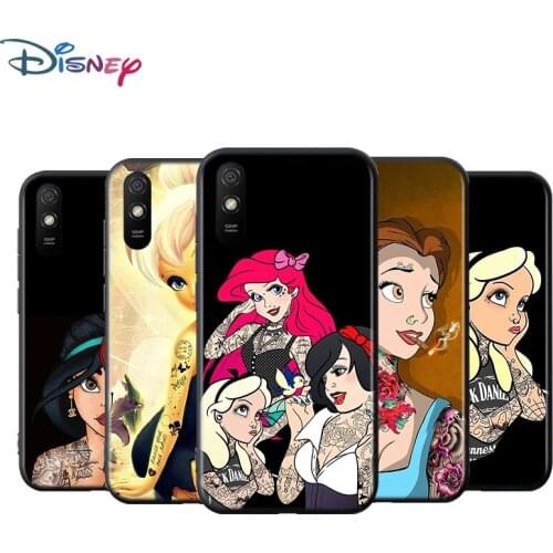 Disney Princess Tattoo For Xiaomi Redmi 9T 9I 9AT 9A 9C 9 8A 8 7A 7 6A 6 5A 5 4X PRO Prime Plus Black Soft Phone Case