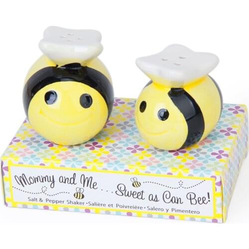 Set of Ceramic Tuxedo and Dress Bee Mr Mrs Salt and Pepper Shakers Decor