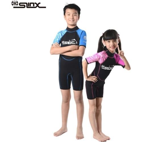 SLINX Neoprene 2mm wetsuit for boy girl swimming wetsuit children diving suit shorty wetsuit kids One Pieces surfing suit for
