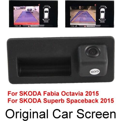 For SKODA Fabia Octavia Superb Spaceback Original Car Screen Dynamic Trajectory Upgrade Reverse Parking Rear Camera Trunk Handle