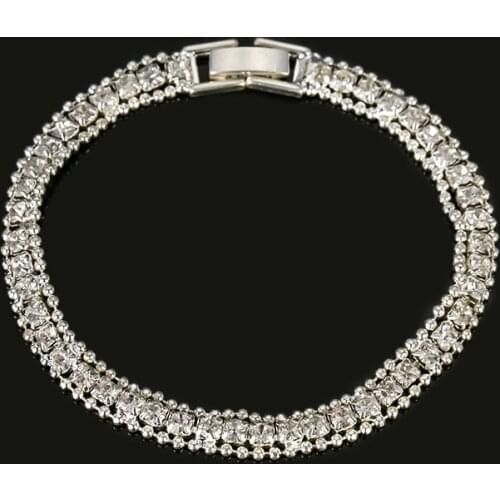 Luxury Crystal Jewelry Bracelet Link Chain For Lady Girl Rhinestone Bracelet Elegant Jewelry Wedding Prom 1PC #B086