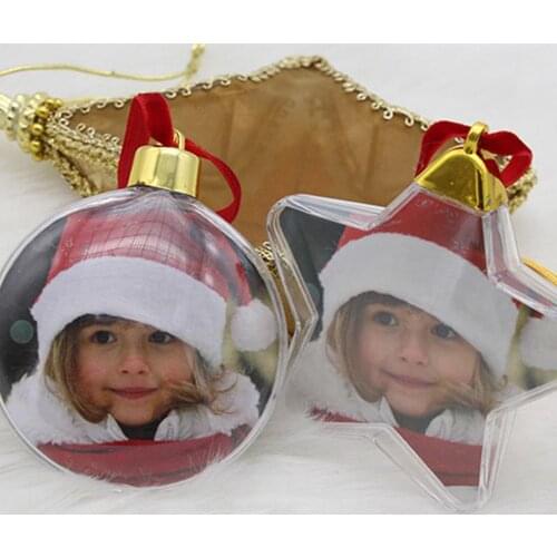 Christmas Transparent Plastic Photo Five-star Ball Christmas Decorations Xmas Tree Hanging Decor For Home DIY Party Kids Gifts