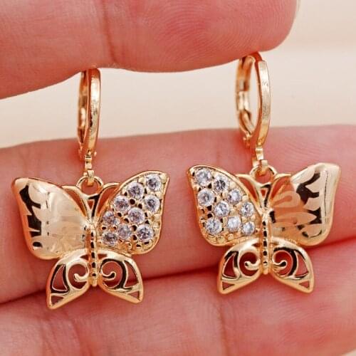 Fashion dangle drop earring Gold Earrings for Womens earrings butterfly dangle Drop Earring Jewelry for Party Wedding